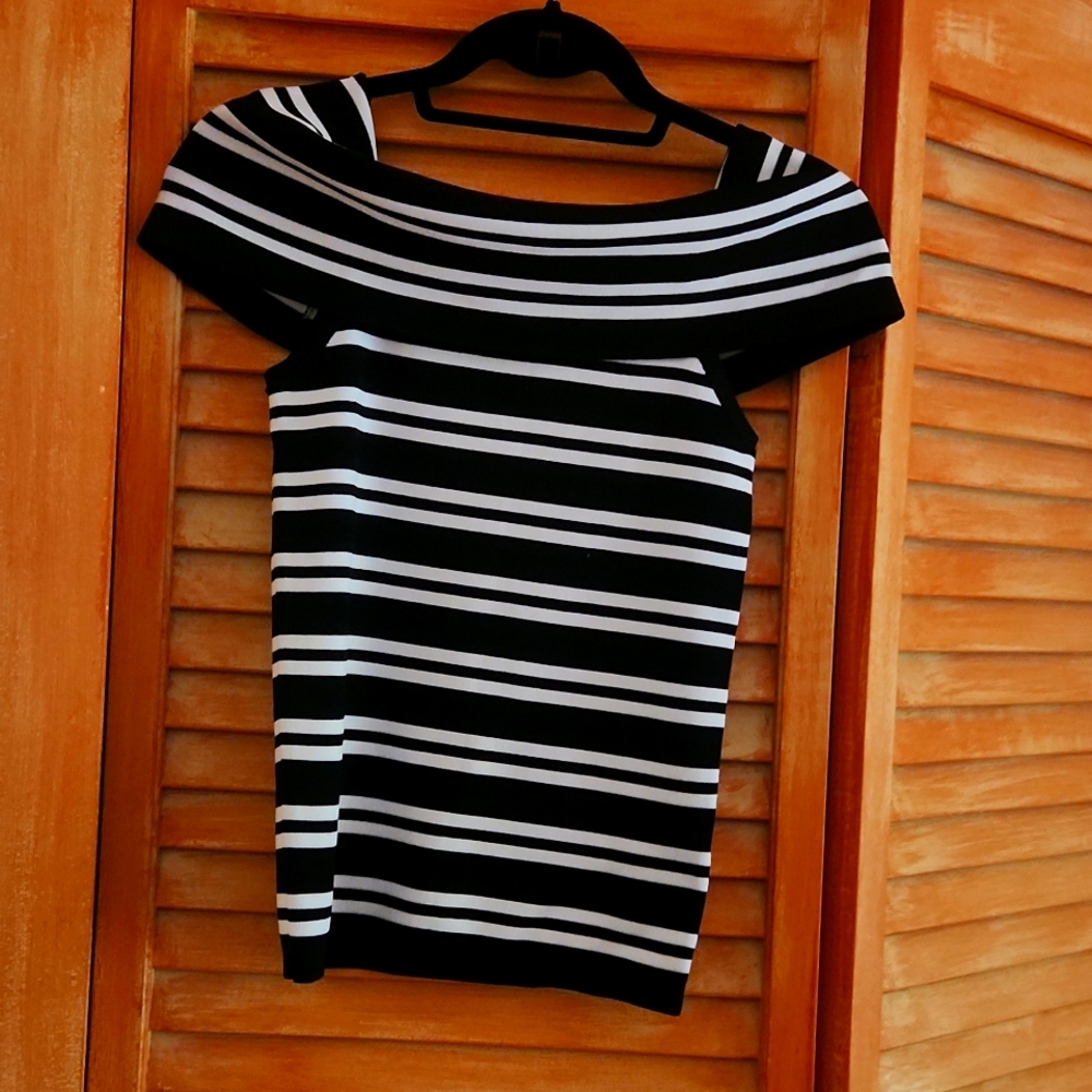 Black and white striped top
